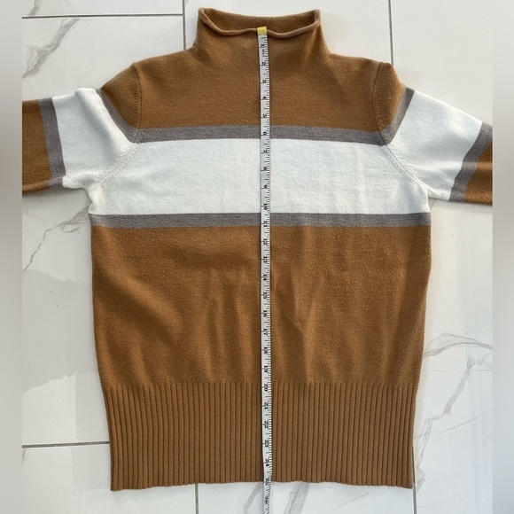 French  Connection/ White, grey & tan/ Mock turtleneck knit sweater/ Size US L - Picture 10 of 10